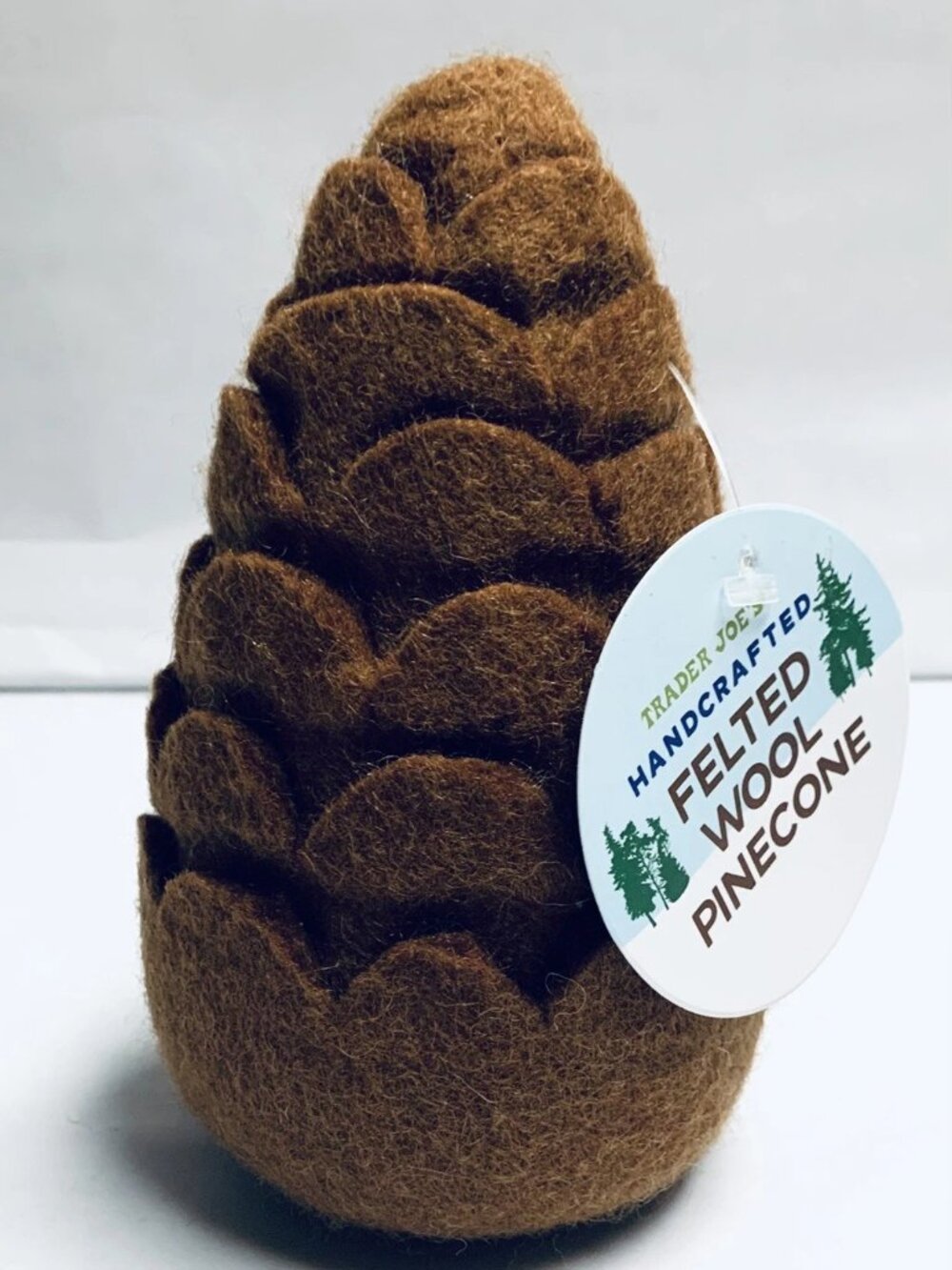 Trader Joe’s Felted Wool Pinecone Brown Handcrafted Nepal 6" Long  Brand new